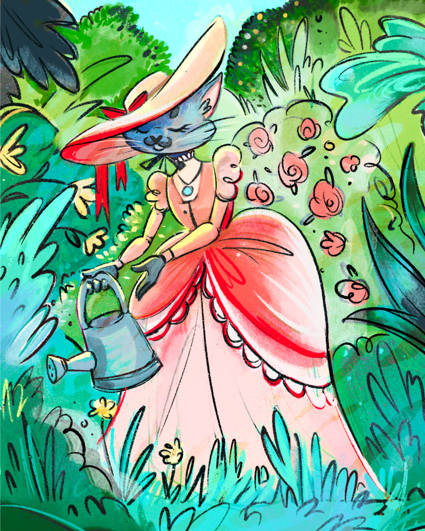 Garden Cat Print - 8x10in